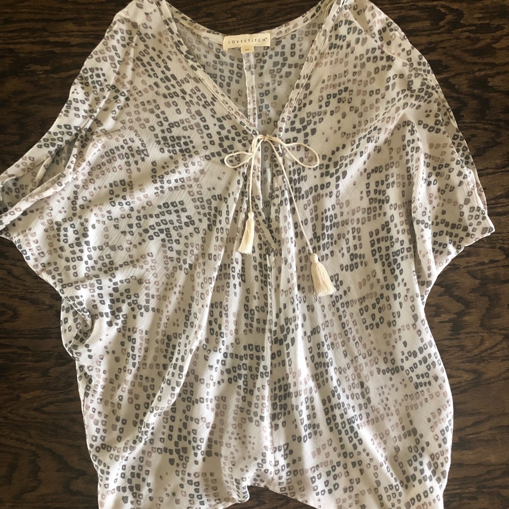 **FINAL PRICE** Love Stitch Print with Tie Top